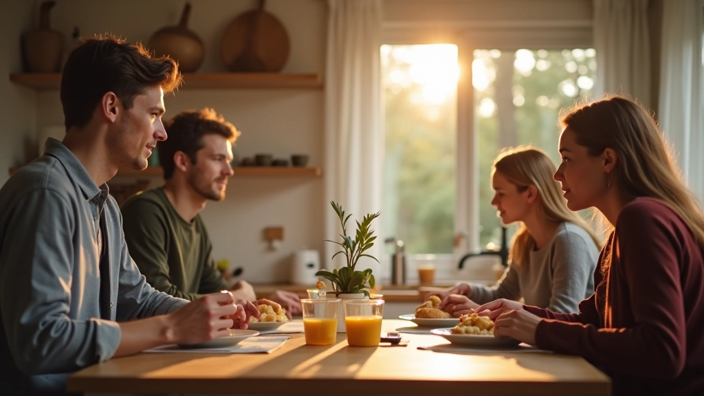 Familie ochtendroutine rijtjeshuis