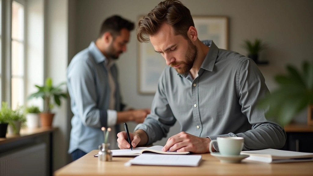 Man aan staand bureau in modern Nederlands kantoor met ochtendlicht