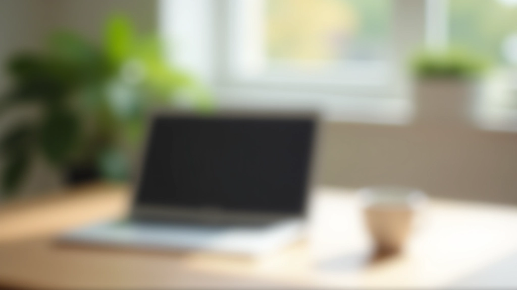 Minimalistische werkhoek met laptop en koffie klaar voor de dag