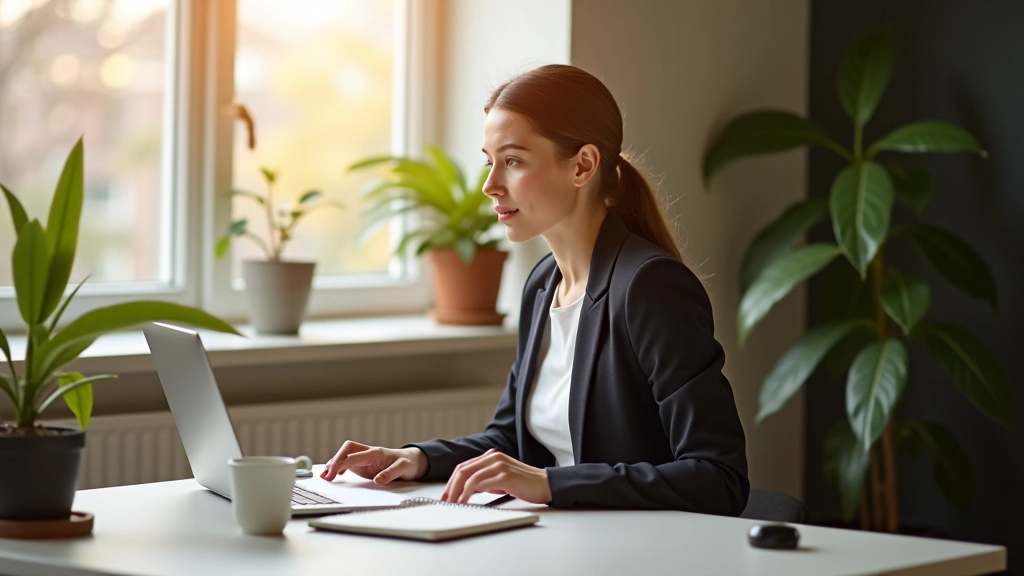 Vrouw werkt aan ochtendschema met koffie en notitieboek bij raam
